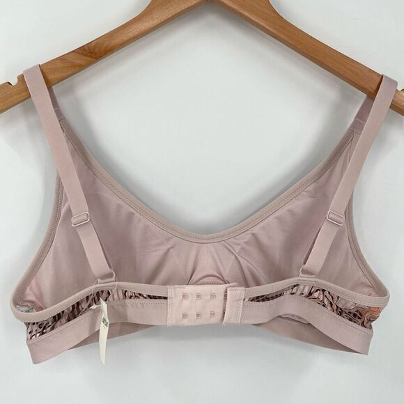 Aerie Printed Striped Mesh Scoop Bralette Bra Animal Print Large Pink Brown - Picture 3 of 5